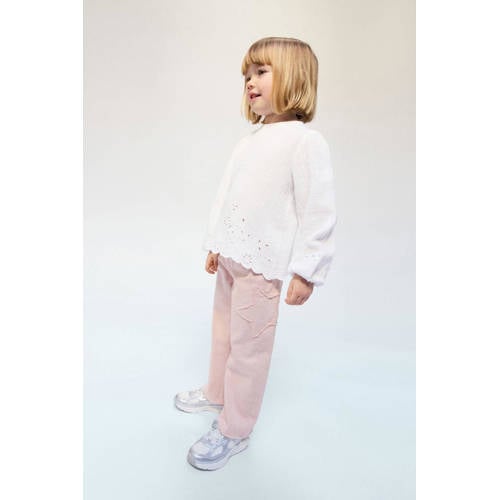 Mango Kids high waist straight leg jeans lichtroze Meisjes Denim Effen - maat 116 afbeelding