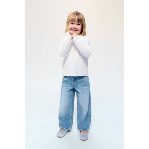 Mango Kids high waist baggy jeans light blue denim Blauw Effen - maat 80 afbeelding