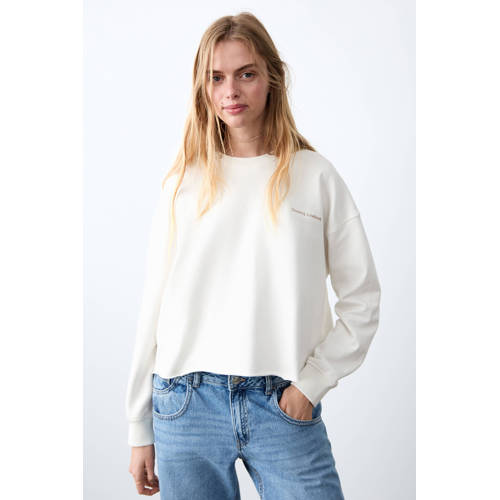 MANGO TEEN sweater met backprint wit Backprint - maat 172(L) afbeelding