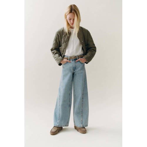 Mango Kids tussenjas kaki Groen Meisjes Lyocell Ronde hals Effen - maat 152 afbeelding