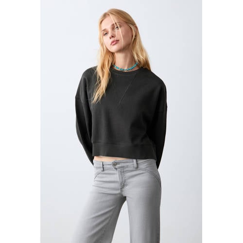MANGO TEEN cropped trui antraciet Sweater Grijs Effen - maat 152(XXS) afbeelding