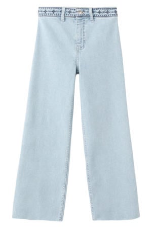 high waist wide leg jeans light blue denim