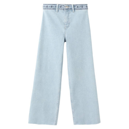 Mango Kids high waist wide leg jeans light blue denim Blauw Effen - maat 140 afbeelding