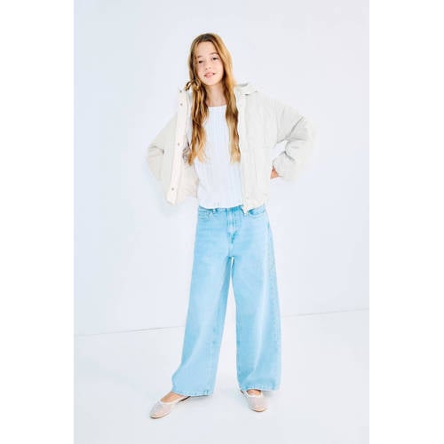 Mango Kids tussenjas ecru Meisjes Polyamide Capuchon Effen - maat 134 afbeelding