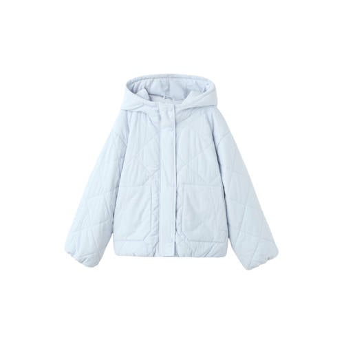 Mango Kids tussenjas lichtblauw Meisjes Polyamide Capuchon Effen - maat 128 afbeelding