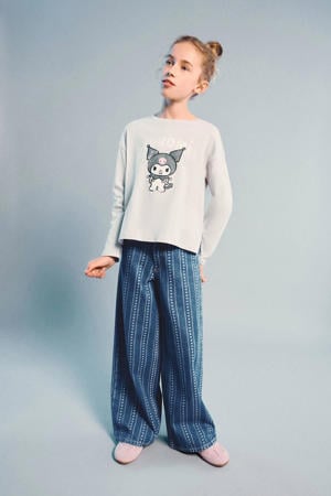 wide leg jeans met hartjes medium blue denim