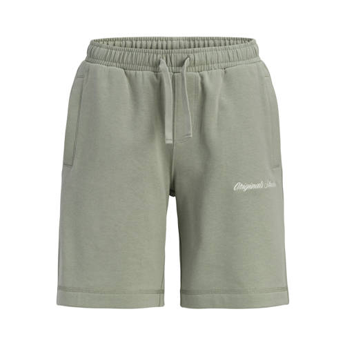 JACK & JONES JUNIOR sweatshort groen Korte broek Jongens Katoen Tekst - maat 128 afbeelding