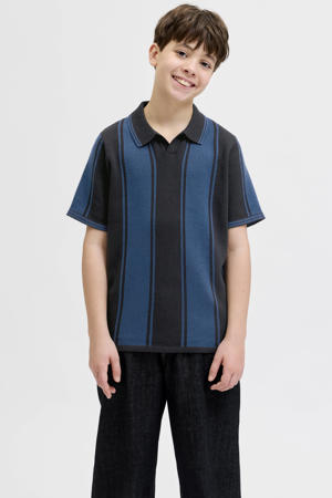 gestreepte polo blauw gebreid
