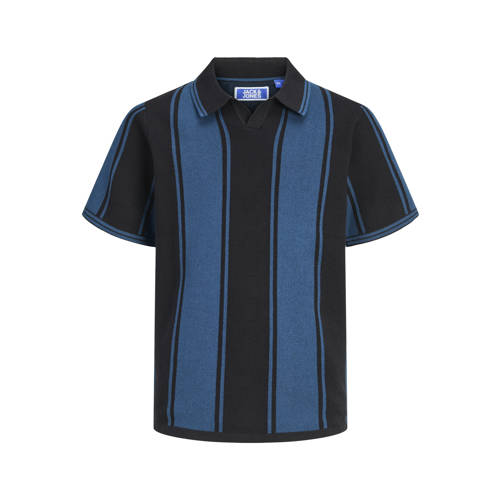 JACK & JONES JUNIOR gestreepte polo blauw gebreid Jongens Katoen Polokraag - maat 176 afbeelding