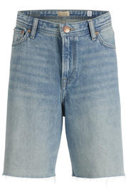 thumbnail: Medium blue denim jongens JACK & JONES JUNIOR jort van denim met loose fit, rits- en knoopsluiting en effen