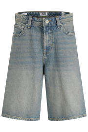 thumbnail: Medium blue denim jongens JACK & JONES JUNIOR baggy short van denim met rits- en knoopsluiting en effen