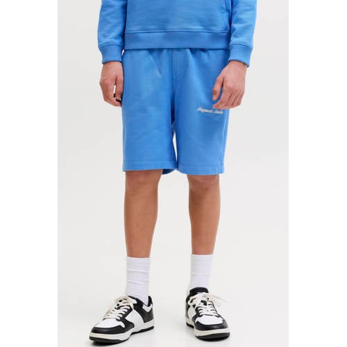 JACK & JONES JUNIOR sweatshort blauw Korte broek Jongens Katoen Tekst - maat 140 afbeelding