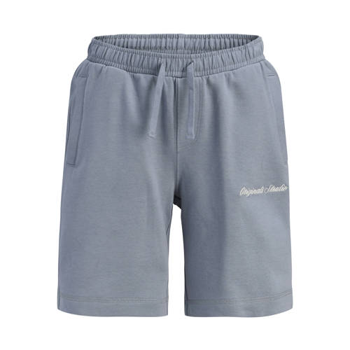 JACK & JONES JUNIOR sweatshort grijsblauw Korte broek Jongens Katoen Tekst - maat 176 afbeelding