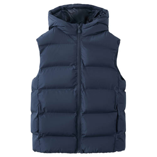 Mango Kids bodywarmer marineblauw Jongens Polyester Capuchon Effen - maat 116 afbeelding