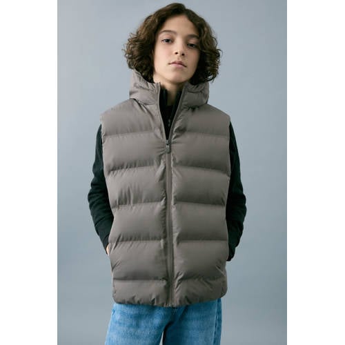 Mango Kids bodywarmer bruin Jongens Polyester Capuchon Effen - maat 152 afbeelding