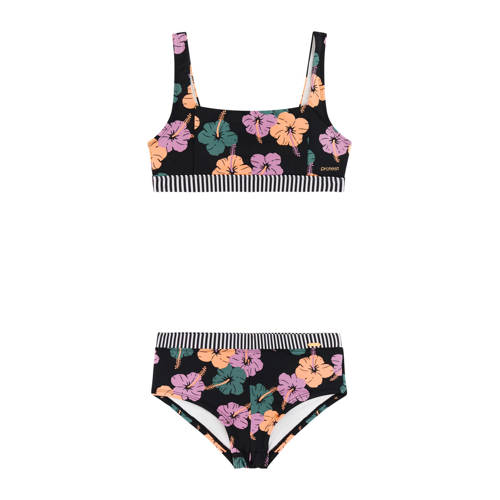 Protest crop bikini PRTJENINE JR zwart/mulit Meisjes Polyester Bloemen - maat 104 afbeelding