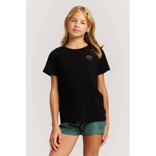 Protest T-shirt met backprint zwart Meisjes Polyester Ronde hals Backprint - maat 152 afbeelding