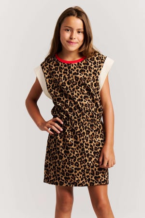 zomerjurk met panterprint bruin
