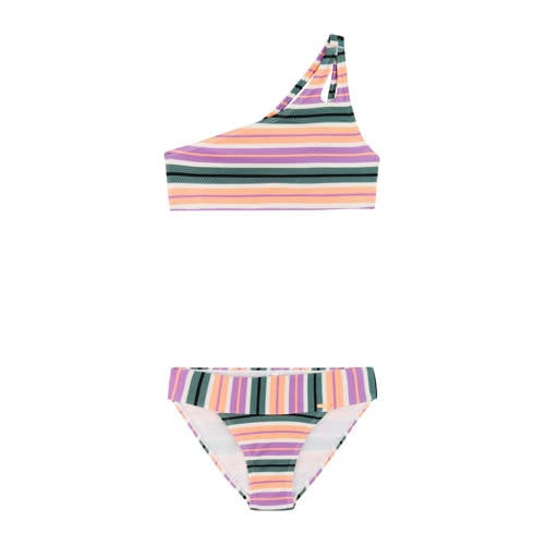 Protest one shoulder bikini PRTGOGO JR roze/groen/wit Meisjes Polyester - maat 164 afbeelding