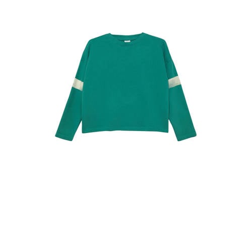 s.Oliver longsleeve met backprint groen Meisjes Katoen Ronde hals Backprint
