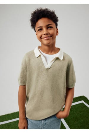 polo olijfgroen fijn gebreid