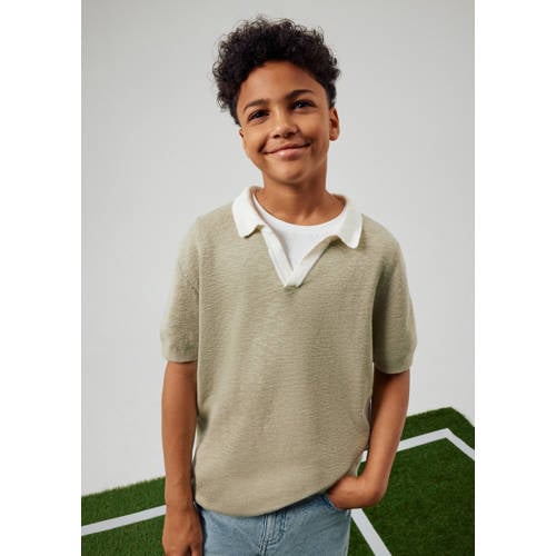 s.Oliver polo olijfgroen fijn gebreid Jongens Katoen Polokraag Effen