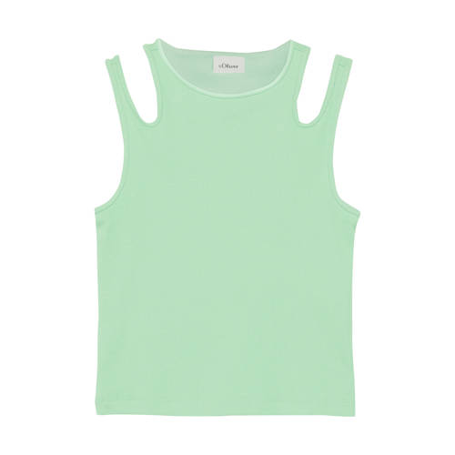s.Oliver spaghettitop lichtgroen Meisjes Stretchkatoen Ronde hals Effen