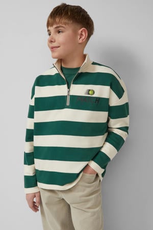 gestreepte sweater met backprint groen