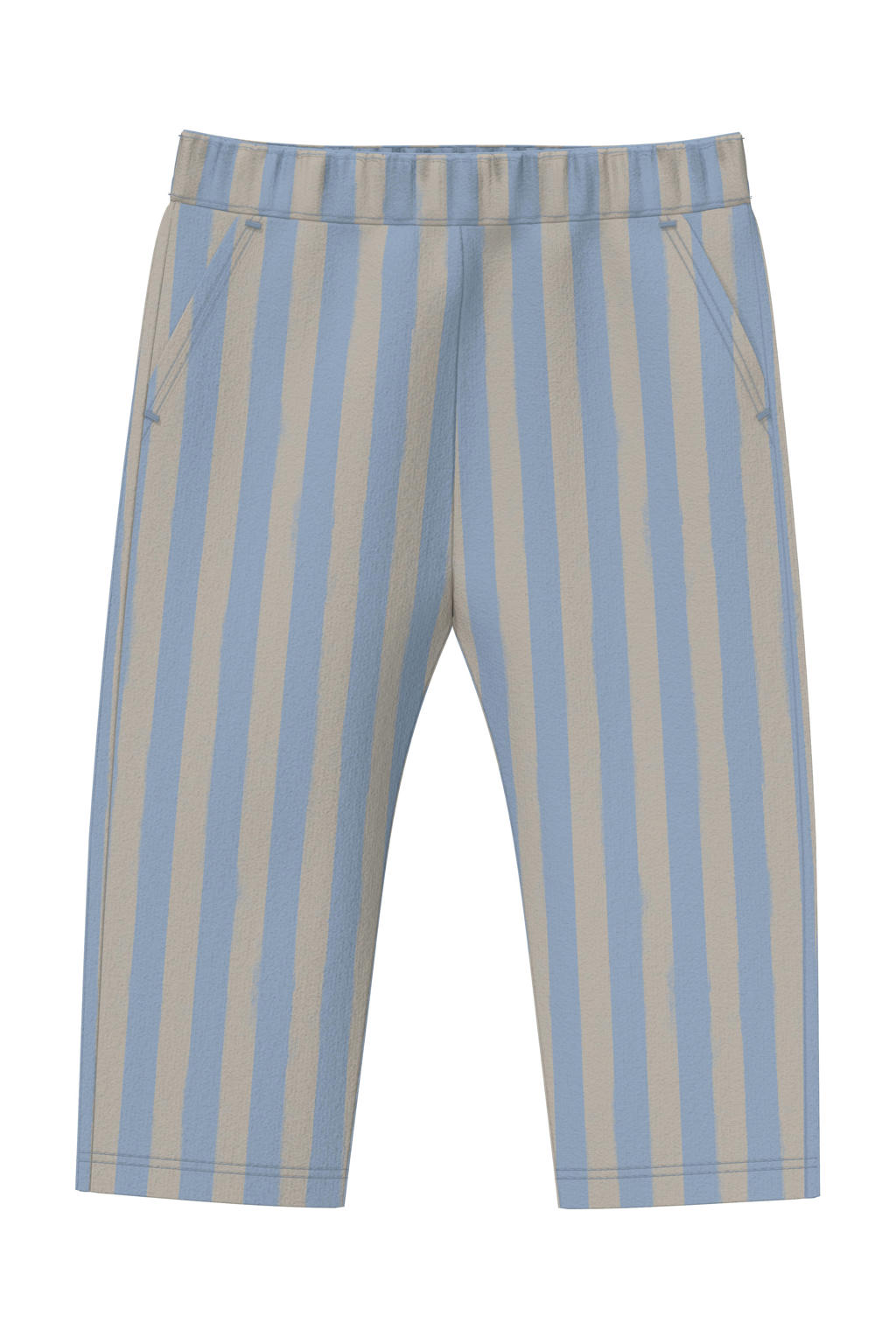 Grijsblauwe jongens en meisjes s.Oliver gestreepte casual broek blauw van stretchkatoen met elastische tailleband