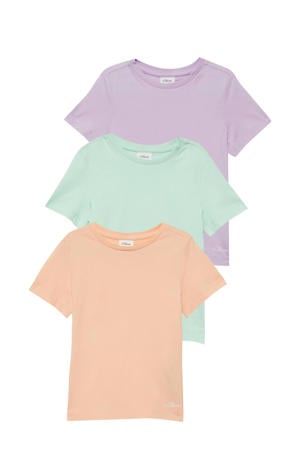T-shirt - lichtgroen/oranje/lila (set van 3)