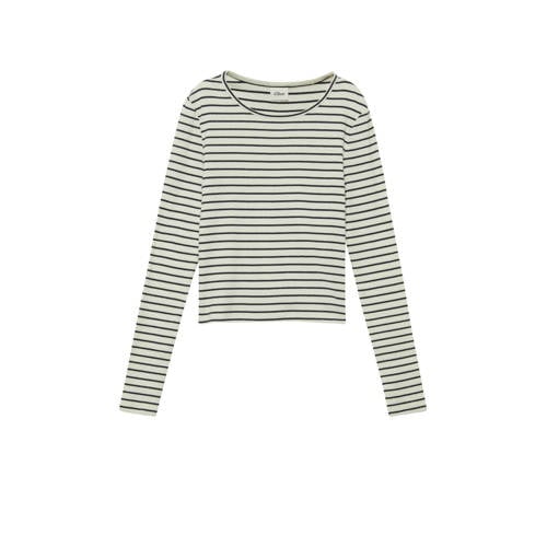 s.Oliver gestreepte longsleeve donkerblauw Meisjes Stretchkatoen Ronde hals