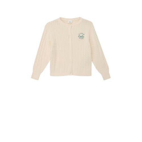 s.Oliver vest ecru met kabels Meisjes Acryl Ronde hals Effen