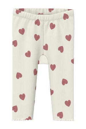 casual broek met hartjes ecru
