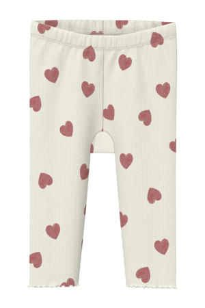 casual broek met hartjes ecru