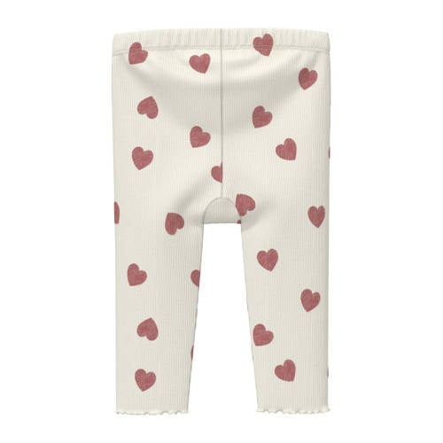 s.Oliver casual broek met hartjes ecru Meisjes Stretchkatoen Hartjes