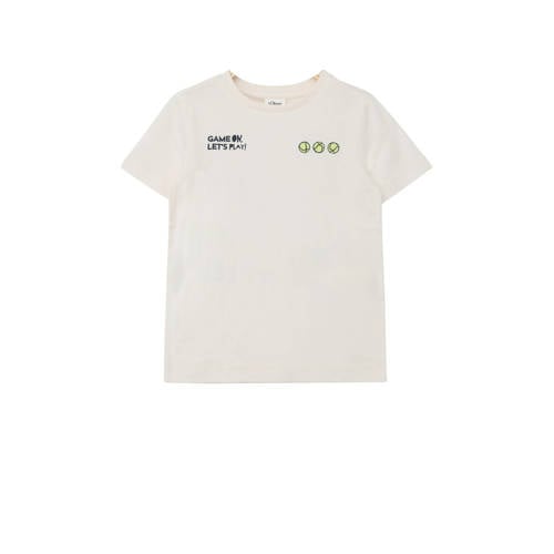s.Oliver T-shirt met backprint ecru Jongens Katoen Ronde hals Backprint - maat 116/122 afbeelding