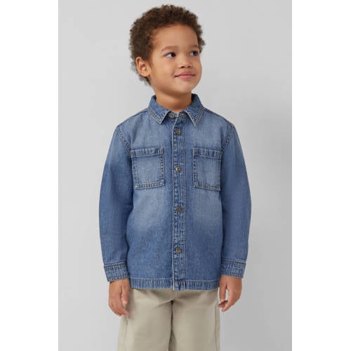 s.Oliver denim overhemd blauw Effen