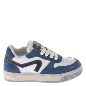 leren sneakers wit/blauw