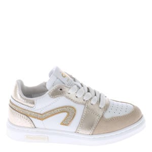 leren sneakers wit/goud