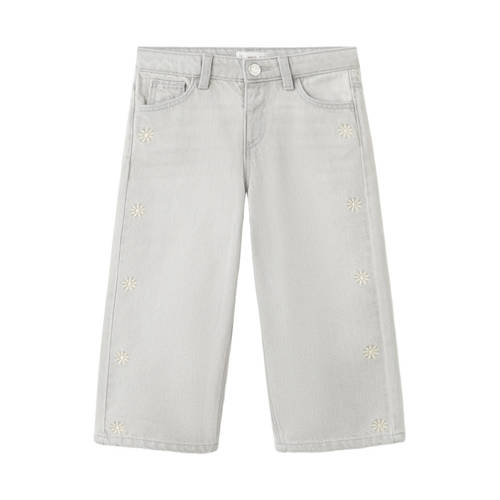 Mango Kids low waist wide leg jeans grey denim Grijs Effen - maat 98 afbeelding