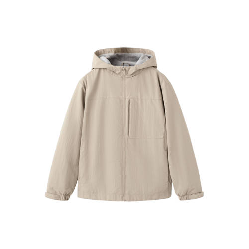 Mango Kids zomerjas lichtbruin Jongens Polyamide Capuchon Effen - maat 134 afbeelding