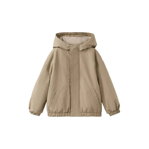 Mango Kids tussenjas beige Jongens Katoen Capuchon Effen - maat 80 afbeelding