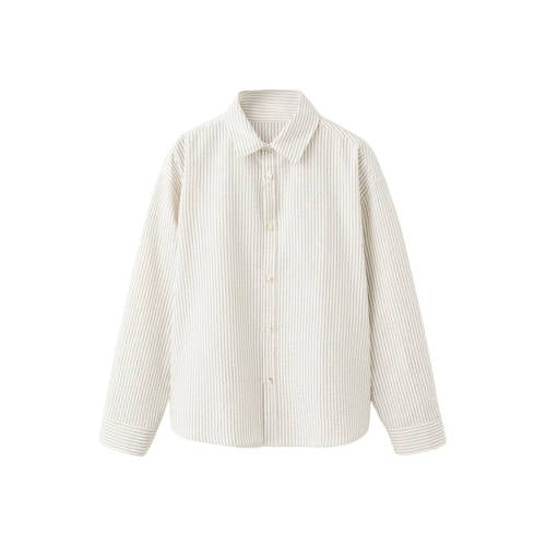Mango Kids gestreepte overhemd beige Jongens Katoen Klassieke kraag Streep - maat 152 afbeelding