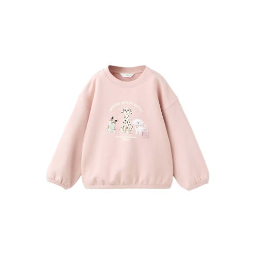 Mango Kids sweater lichtroze Printopdruk - maat 110 afbeelding
