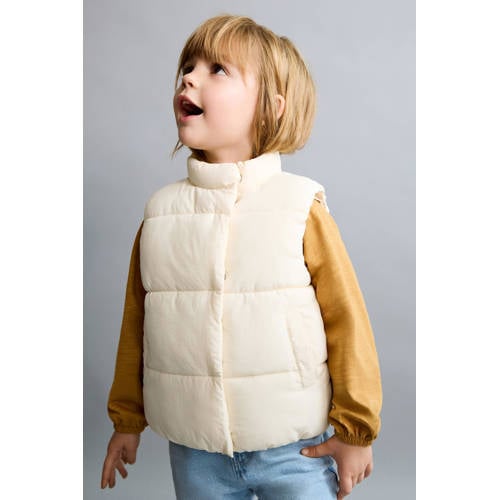 Mango Kids bodywarmer ecru Jongens Polyamide Opstaande kraag Effen - maat 86 afbeelding