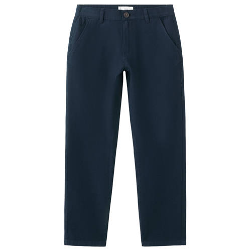Mango Kids pantalon donkerblauw Broek Jongens Katoen Effen
