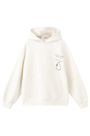 hoodie met backprint ecru
