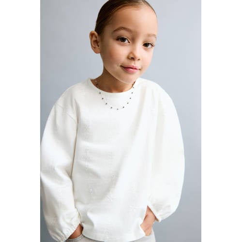 Mango Kids blousetop wit Meisjes Katoen Ronde hals Effen - maat 86 afbeelding