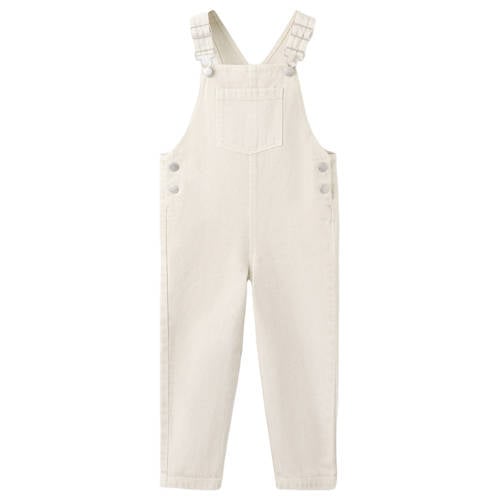 Mango Kids tuinbroek ecru Jongens/Meisjes Katoen Vierkante hals Effen - maat 116 afbeelding