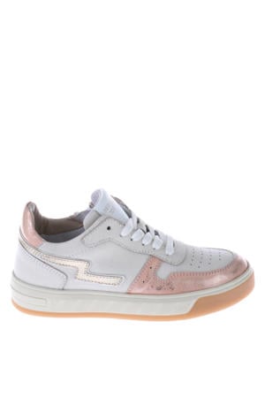 leren sneakers wit/roze